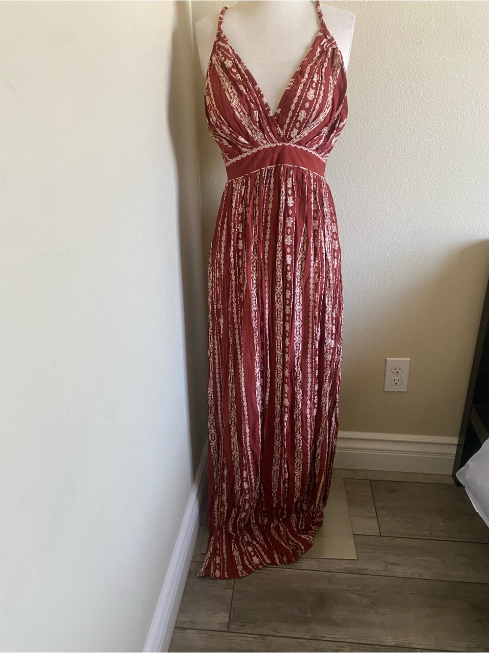 Angie Red and Cream Striped Maxi Dress